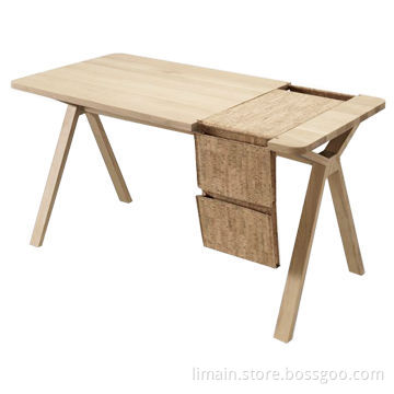 Computer Desk, Made of Solid French Oak Wood and Leather